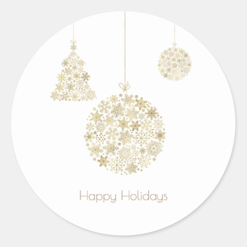 Gold Ornaments Christmas Holiday Party Favor Classic Round Sticker