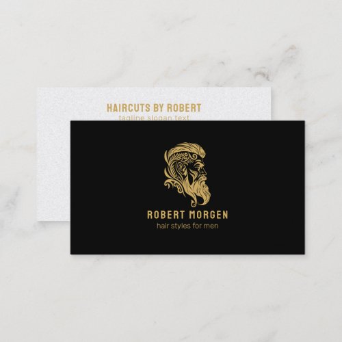 Gold ornaments mans haircut logo business card