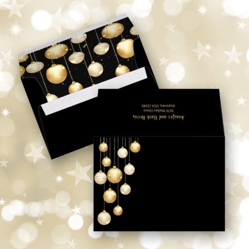 Gold Ornaments on Black 5x7 Envelope