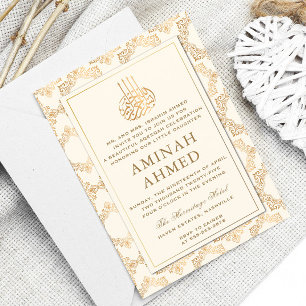 Gold Ornaments Pattern islamic Aqiqa Aqeeqa Baby Invitation
