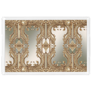 Gold Ornate Acrylic Vanity Tray
