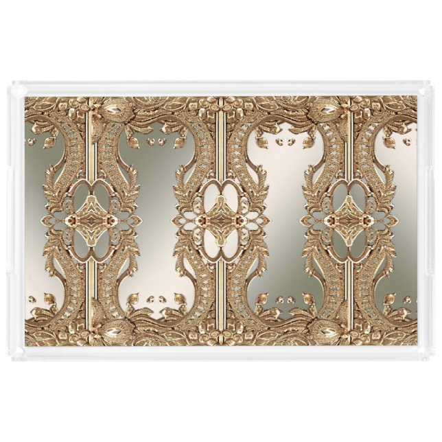 Gold Ornate Acrylic Vanity Tray (Front)