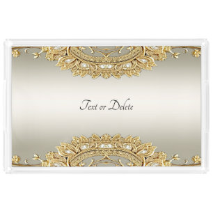 Gold Ornate Acrylic Vanity Tray