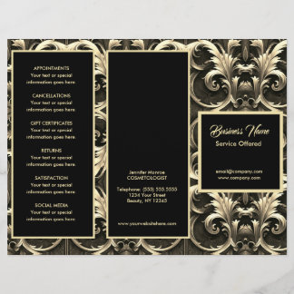 Gold Ornate and Black Menu & Pricing Flyer