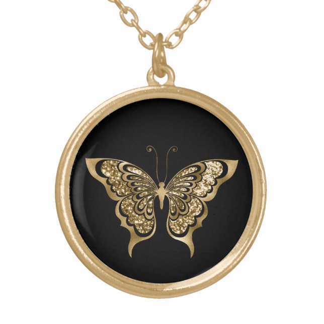 Gold Ornate Butterfly Gold Plated Necklace (Front)