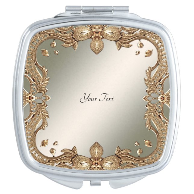 Gold Ornate Compact Mirror (Front)