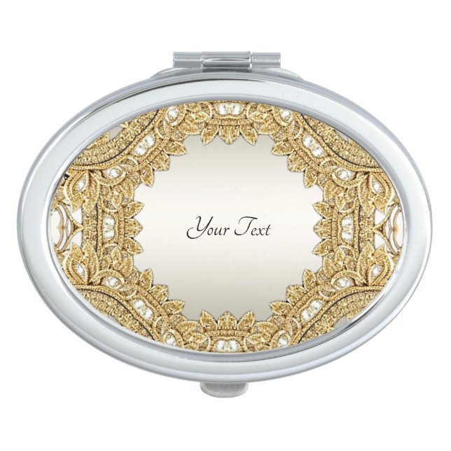Gold Ornate Compact Mirror (Front)