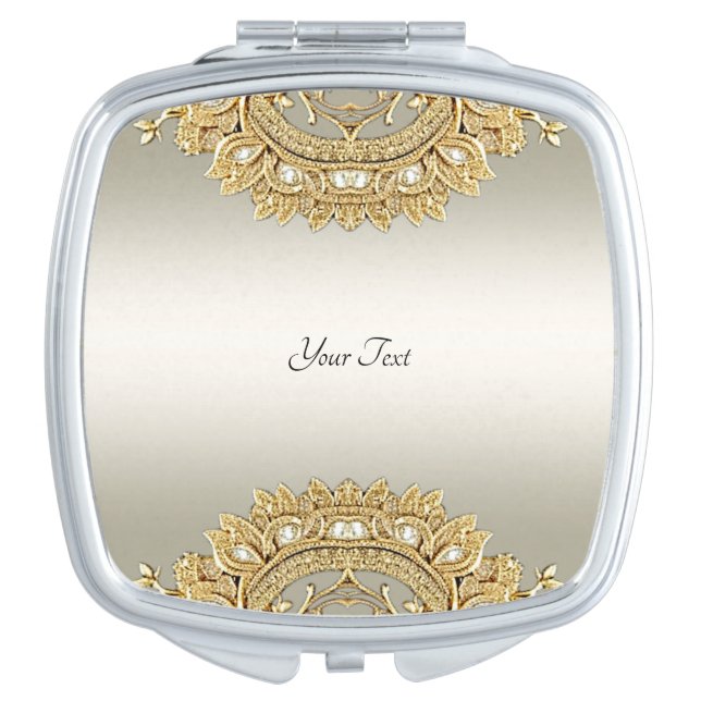 Gold Ornate Compact Mirror (Front)
