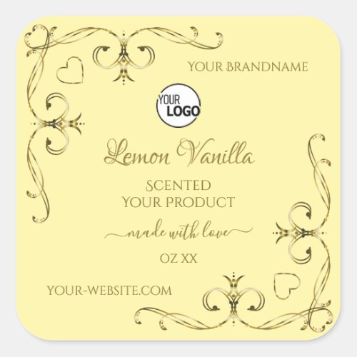 Gold Ornate Corners Cream Product Labels with Logo