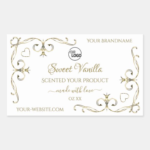Gold Ornate Corners White Product Labels Add Logo
