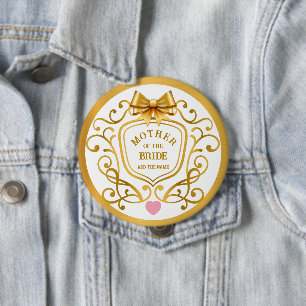 Gold Ornate Filigree & Bow   Mother of the Bride Button