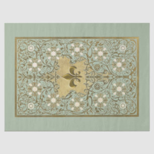 Gold Ornate Fleur de Lis Filigree Decoupage French Tissue Paper