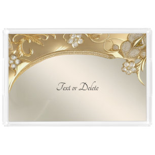 Gold Ornate Floral Acrylic Tray