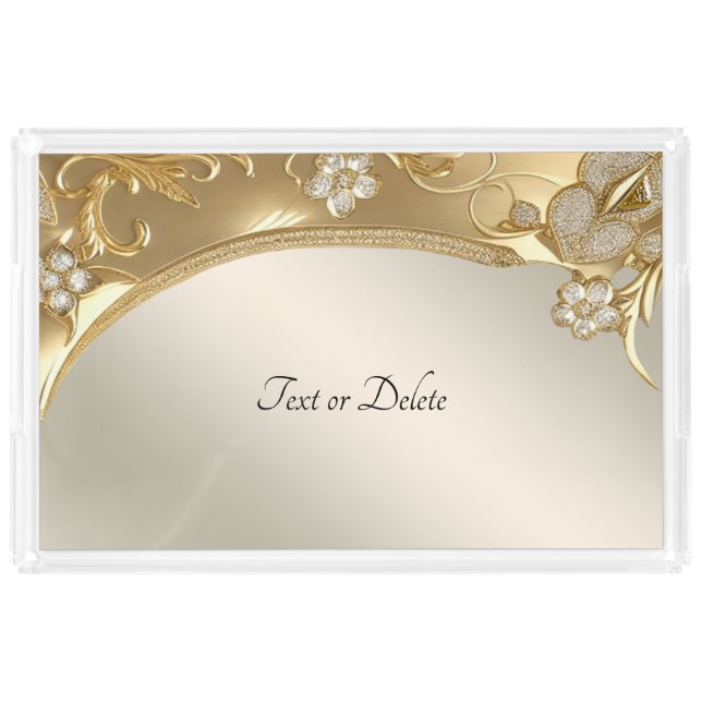 Gold Ornate Floral Acrylic Tray (Front)