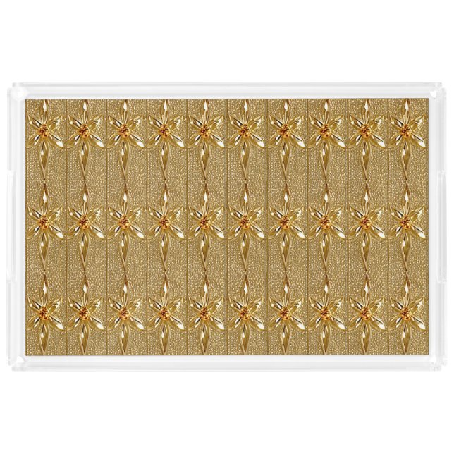 Gold Ornate Floral Acrylic Vanity Tray (Front)