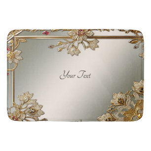 Gold Ornate Floral Bath Mat