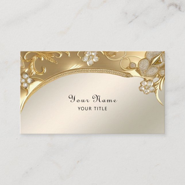 Gold Ornate Floral Business Card (Front)