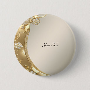Gold Ornate Floral Button