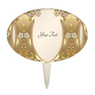 Gold Ornate Floral Cake Topper