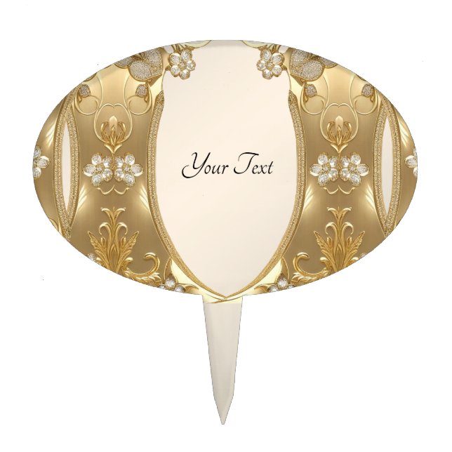 Gold Ornate Floral Cake Topper (Front)