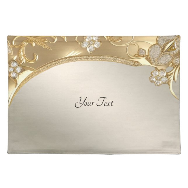 Gold Ornate Floral Cloth Placemat (Front)