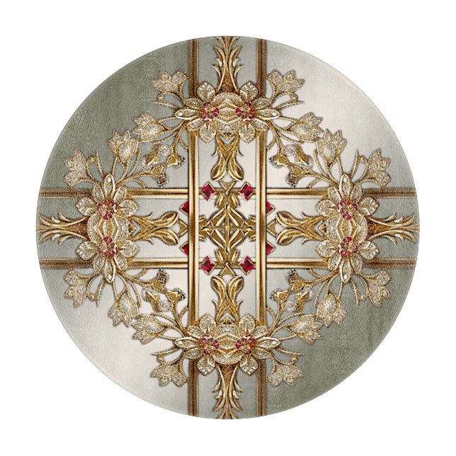 Gold Ornate Floral Cutting Board (Front)