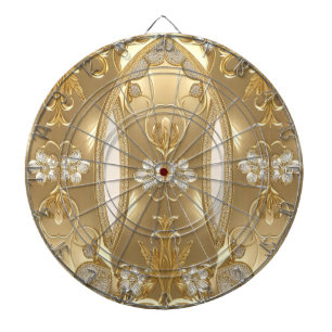 Gold Ornate Floral Dartboard