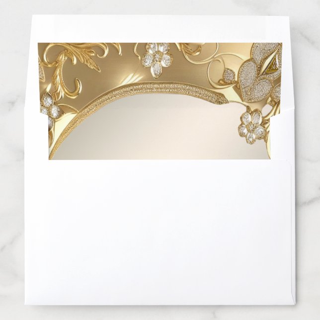 Gold Ornate Floral Envelope Liner (In Envelope)