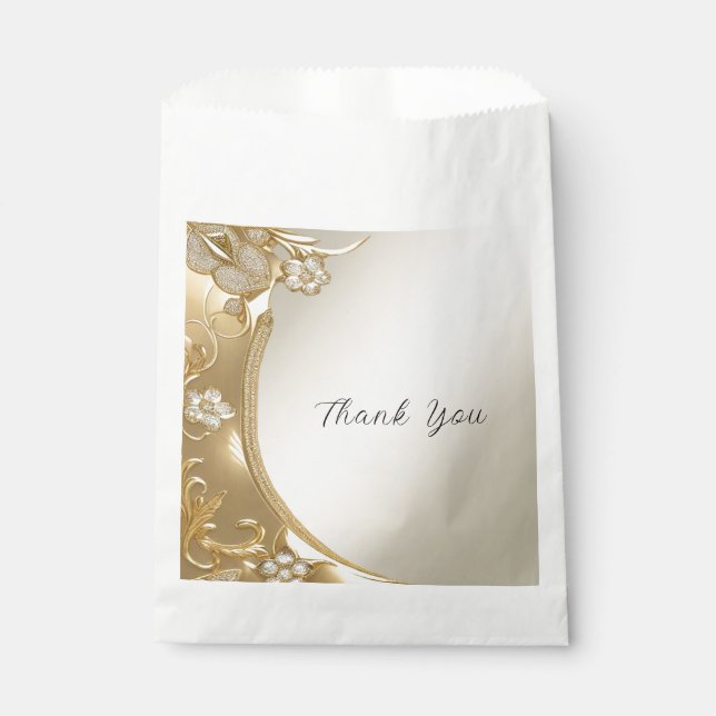 Gold Ornate Floral Favor Bag (Front)