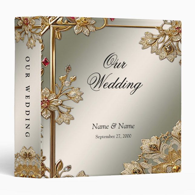 Gold Ornate Floral Frame Album Binder (Front/Spine)