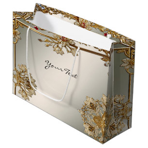 Gold Ornate Floral Frame Gift Bag