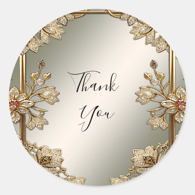 Gold Ornate Floral Frame Sticker (Front)