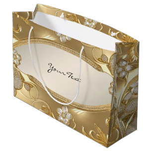 Gold Ornate Floral Gift Bag