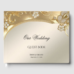 Gold Ornate Floral Guest Book