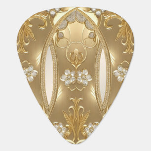 Gold Ornate Floral Guitar Pick