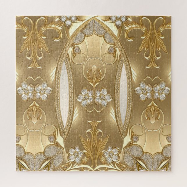 Gold Ornate Floral Jigsaw Puzzle (Vertical)