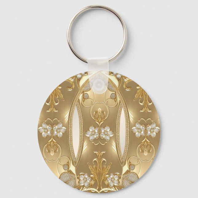 Gold Ornate Floral Keychain (Front)