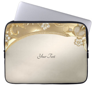 Gold Ornate Floral Laptop Sleeve