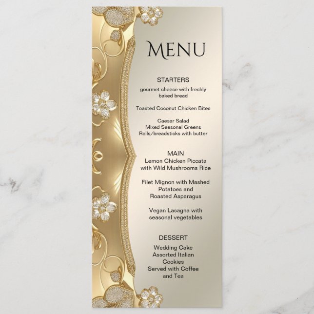 Gold Ornate Floral Menu (Front)