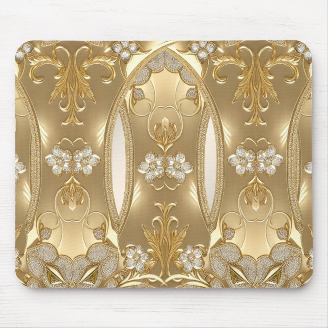 Gold Ornate Floral Mousepad (Front)