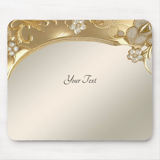 Gold Ornate Floral Mousepad (Front)