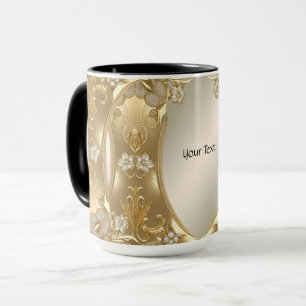 Gold Ornate Floral Mug