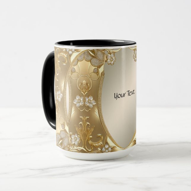 Gold Ornate Floral Mug (Front Left)