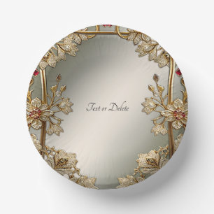 Gold Ornate Floral Paper Bowls