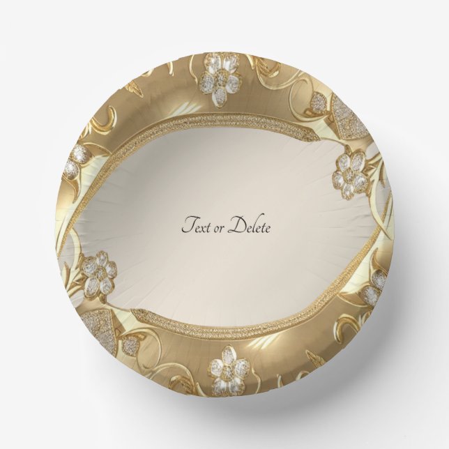 Gold Ornate Floral Paper Bowls (Front)