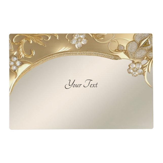 Gold Ornate Floral Paper Placemat (Front)