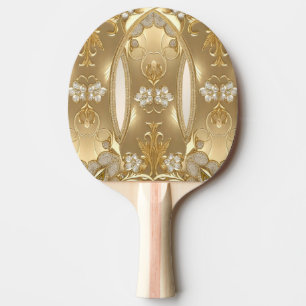 Gold Ornate Floral Ping Pong Paddle