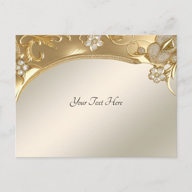 Gold Ornate Floral Postcard (Front)