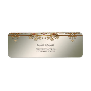 Gold Ornate Floral Return Address Label