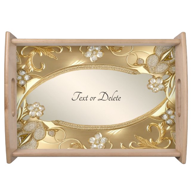 Gold Ornate Floral Serving Tray (Front)